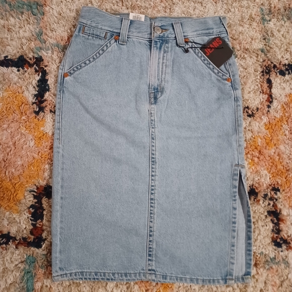 SOLD Levi’s Premium Type 1 Y2K Side Slit Japanese Denim Midi Skirt • SZ 27 - Picture 2 of 11
